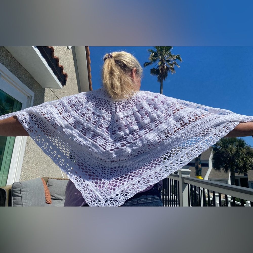 White crochet shaw, handmade